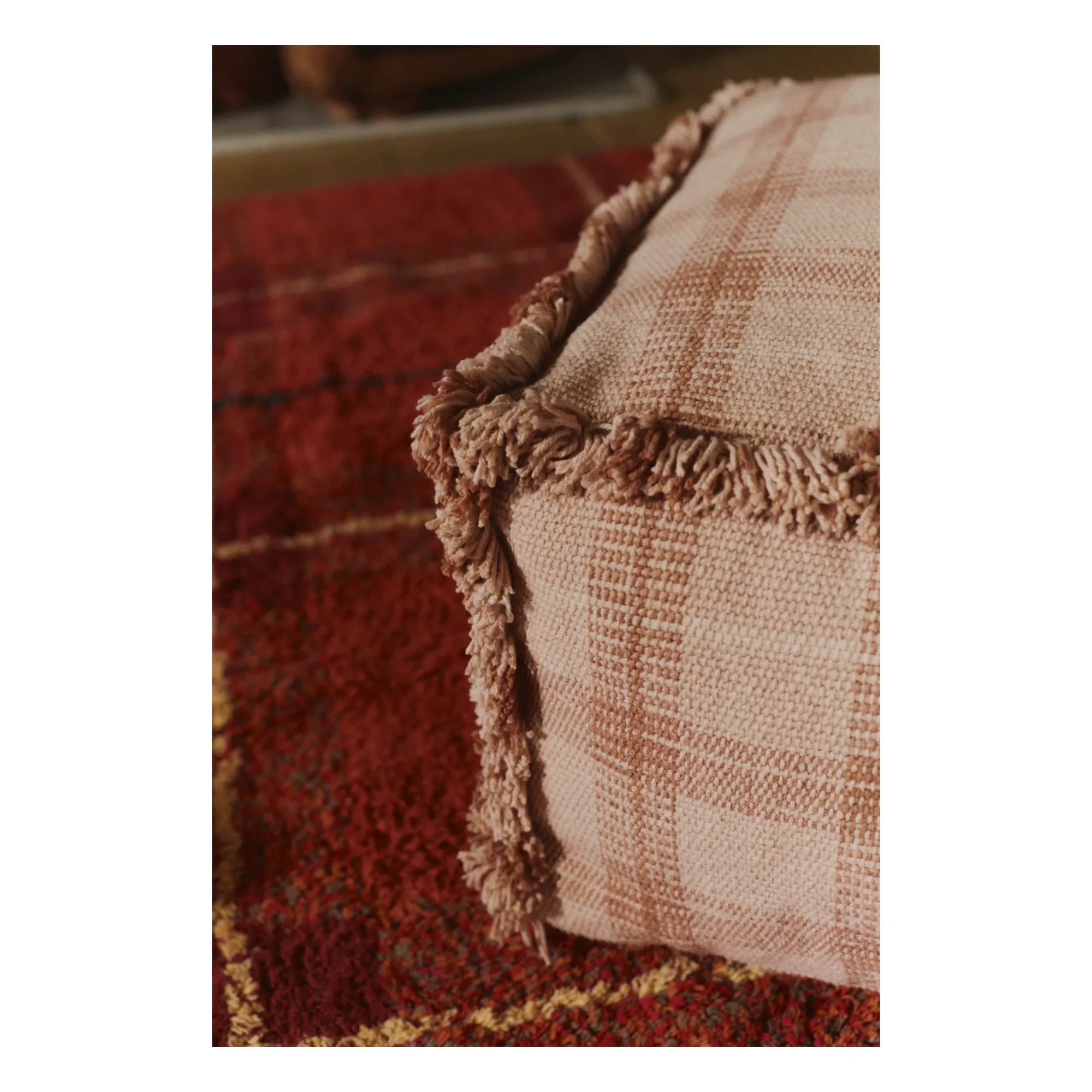 Pouf Tartan | Vieux Rose- Image produit n°8