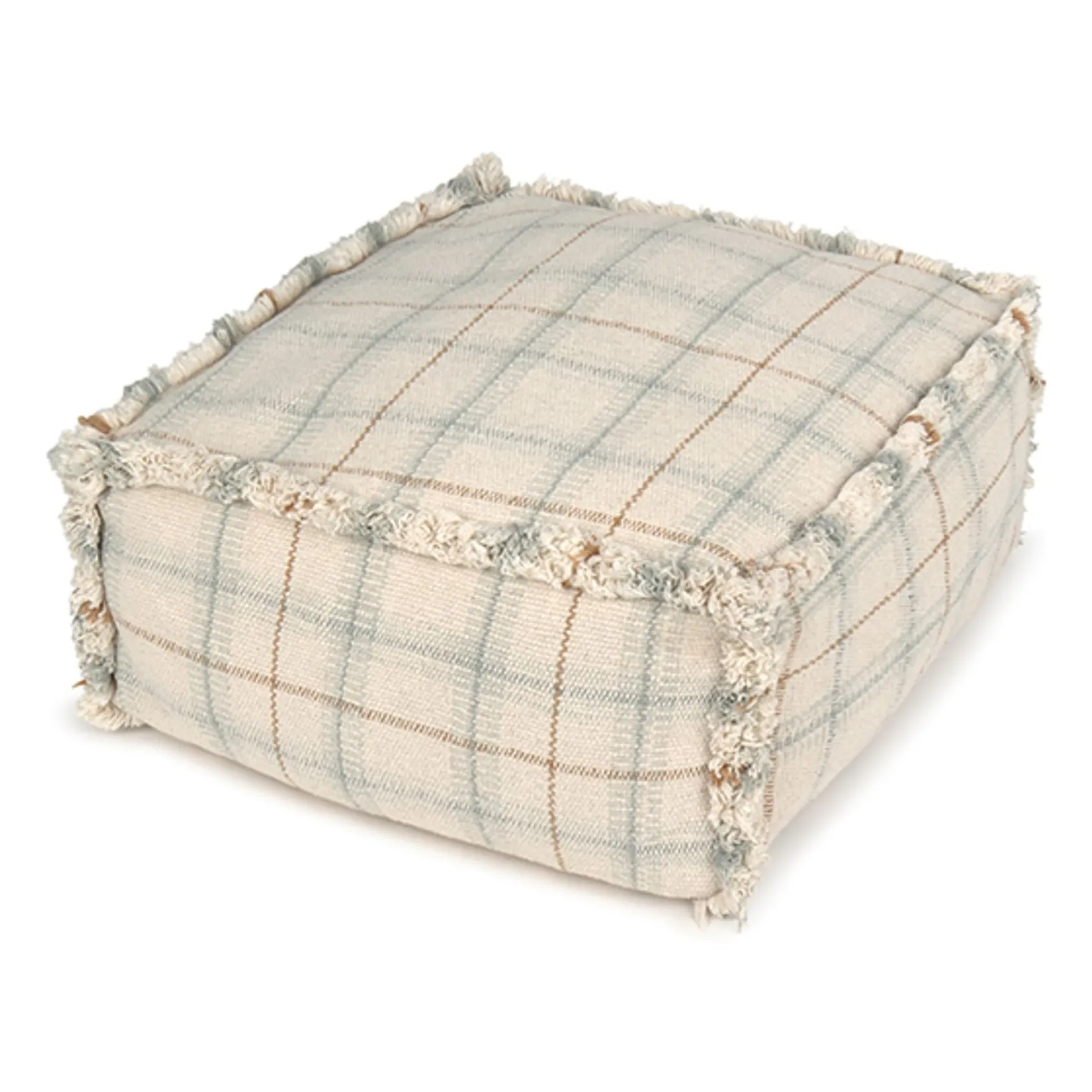 Lorena Canals Ice Blue Tartan Pouf
