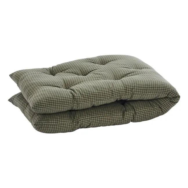 Matelas pour banc à carreaux en coton 125x45 cm | Vert foncé