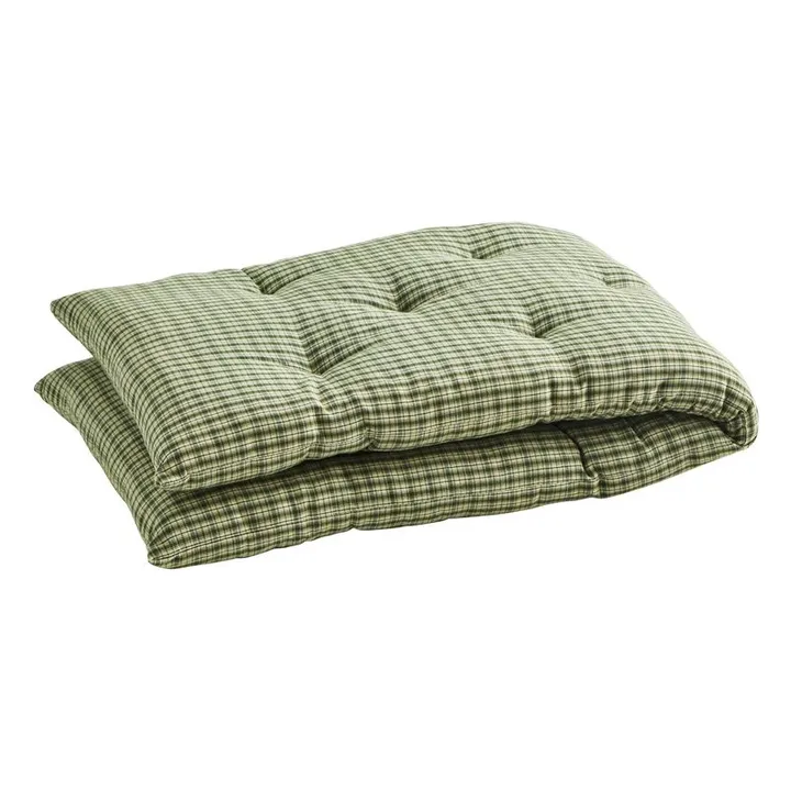 Matelas pour banc à carreaux en coton 125x45 cm | Vert- Image produit n°0