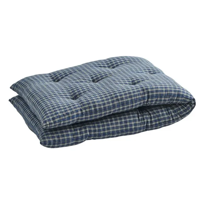 Matelas pour banc à carreaux en coton 125x45 cm | Bleu