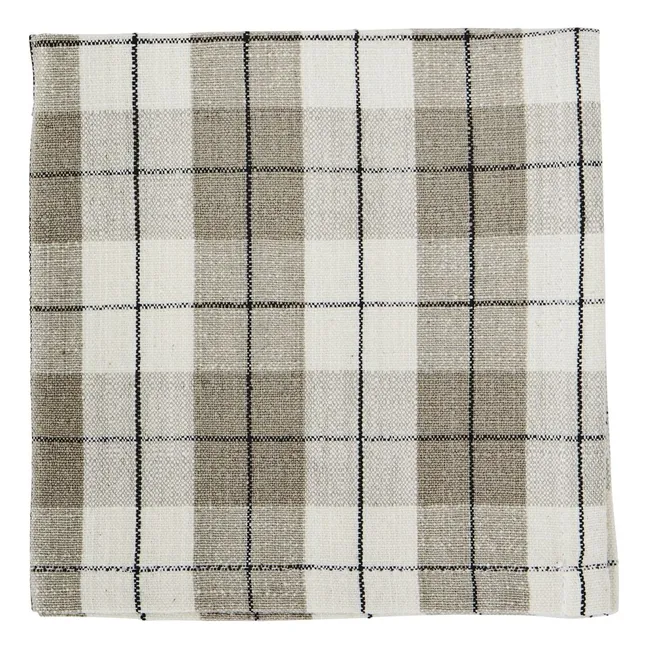 Serviette à carreaux en coton | Taupe