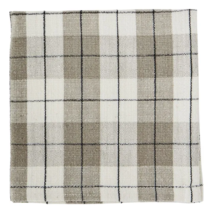 Serviette à carreaux en coton | Taupe- Image produit n°0
