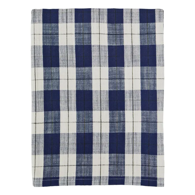 Cotton check tablecloth 120x220 cm | Blue