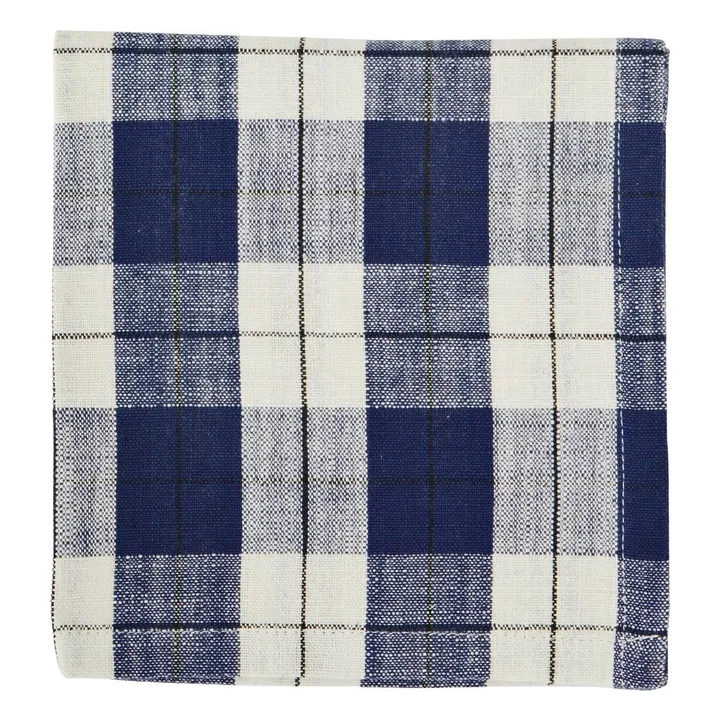 Serviette à carreaux en coton | Bleu- Image produit n°0