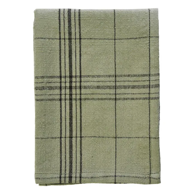 Cotton check kitchen towel | Olive green
