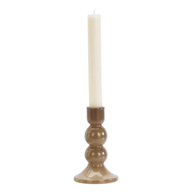 Glass candlestick | Taupe brown