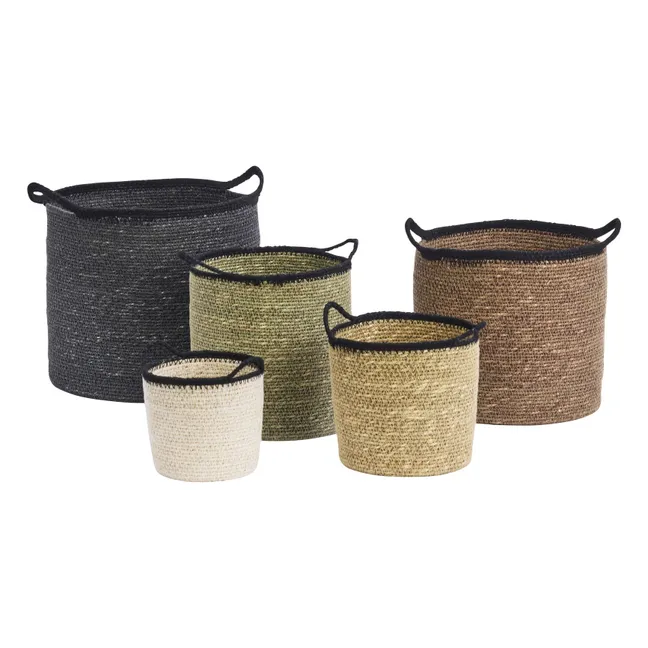 Paniers en jacinthe de mer avec anses - Set de 5