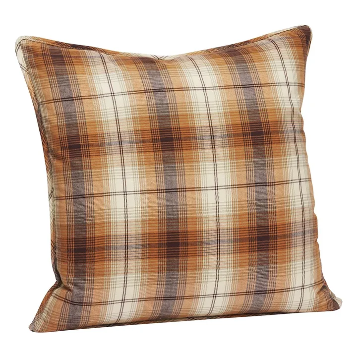 Housse de coussin à carreaux en coton | Citrouille- Image produit n°0