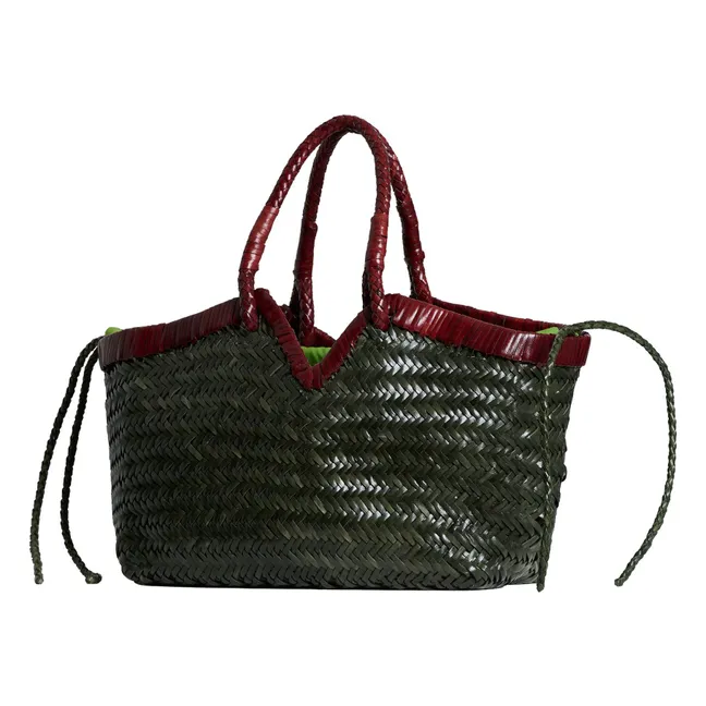 Tote Crudelia Piel bicolor | Verde musgo