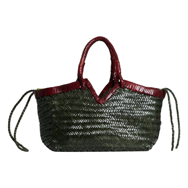 Tote Crudelia Piel bicolor | Verde musgo