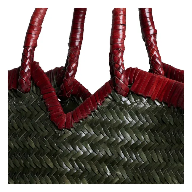 Tote Crudelia Piel bicolor | Verde musgo