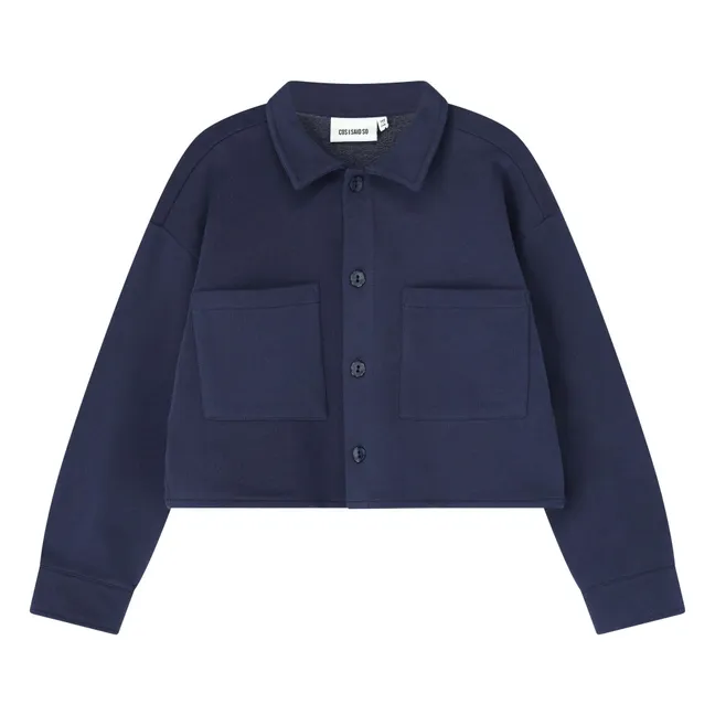 Chemise Crop Top Coton Bio | Bleu marine