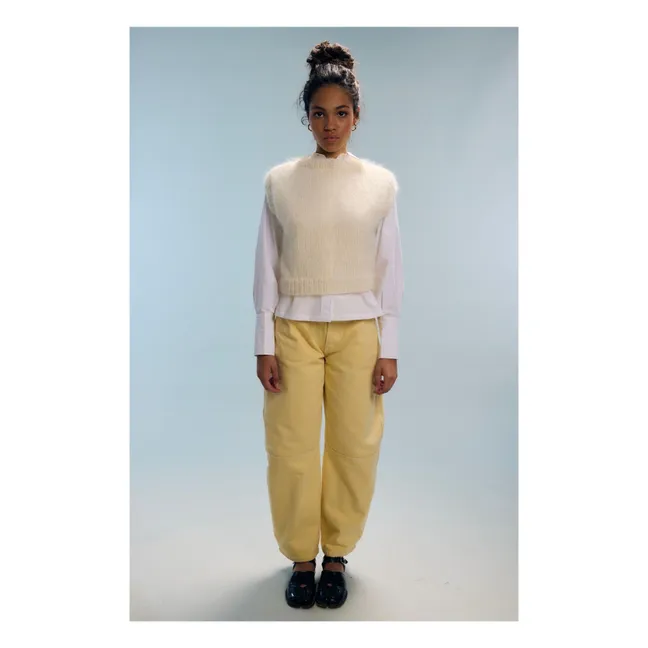 Ärmelloser Pullover Yasmine Mohair | Weiß