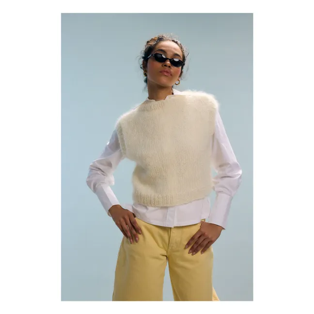 Yasmine Mohair Sleeveless Sweater | White
