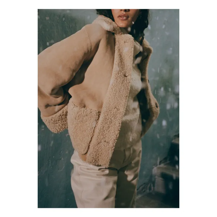 Manteau Julia Peau Lainée | Ecru- Image produit n°2
