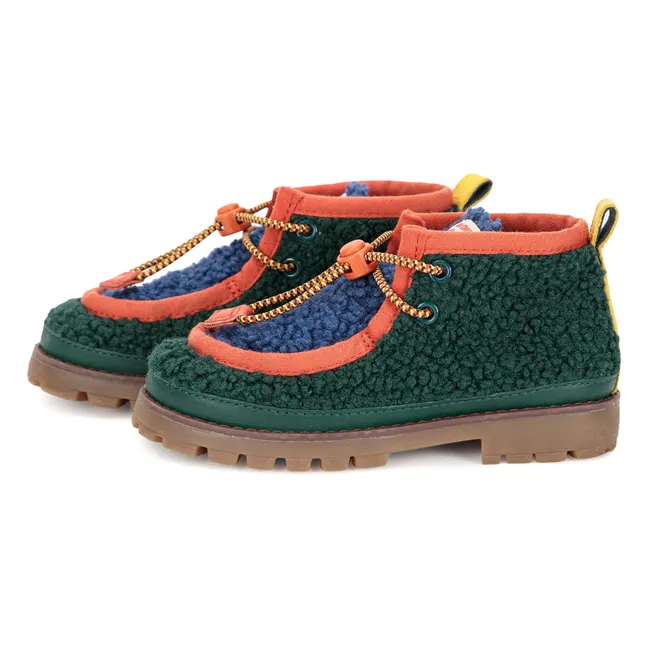 Wallabee Sherpa-style Derbies - Bobo Choses x Camper | Green