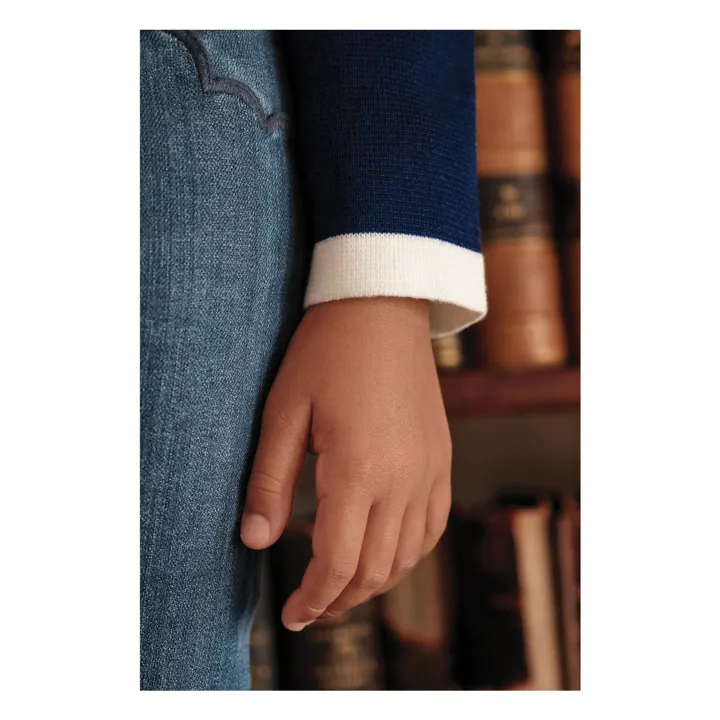 Chaleco bordado de lana | Azul Marino- Imagen del producto n°7