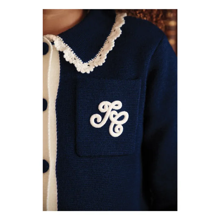 Chaleco bordado de lana | Azul Marino- Imagen del producto n°6