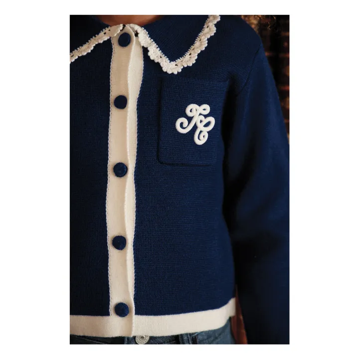 Chaleco bordado de lana | Azul Marino- Imagen del producto n°5