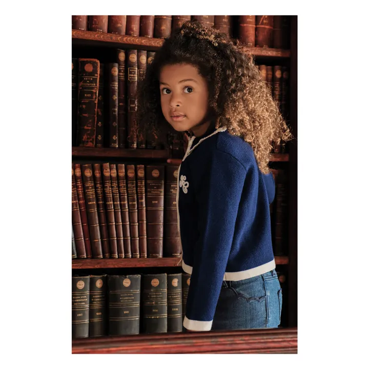 Chaleco bordado de lana | Azul Marino- Imagen del producto n°4