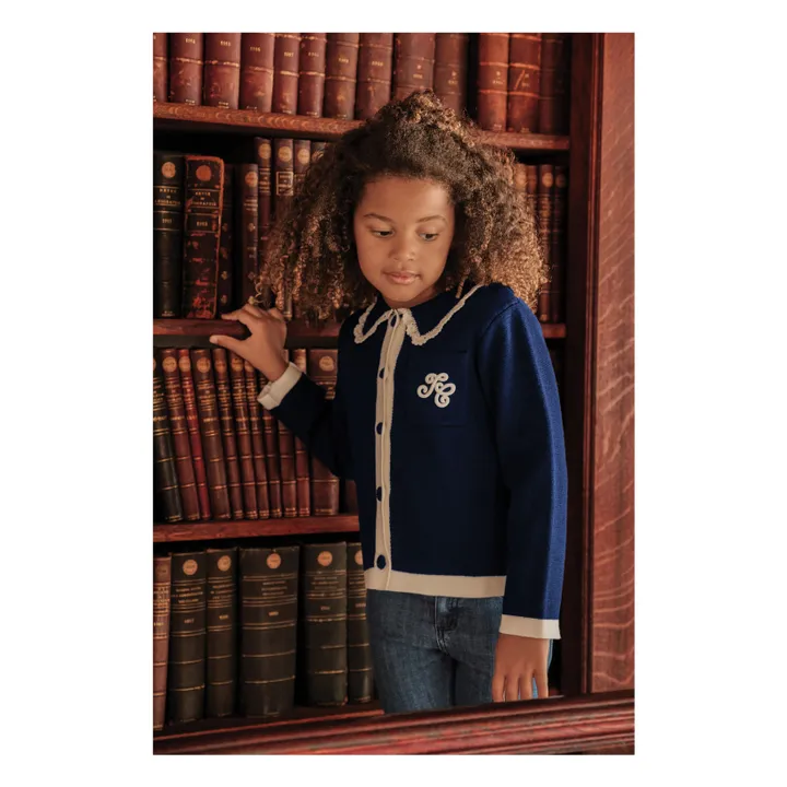 Chaleco bordado de lana | Azul Marino- Imagen del producto n°3