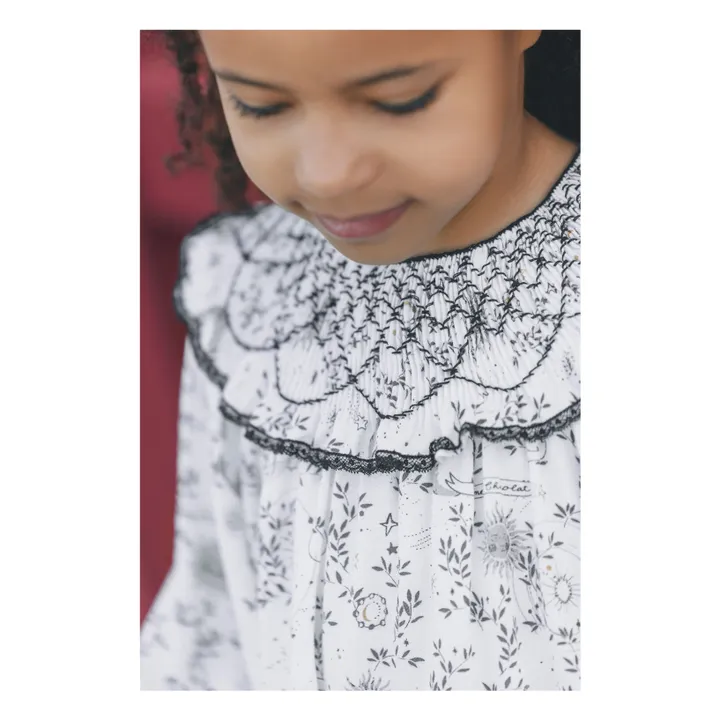 Vestido floral con cuello fruncido | Blanco- Imagen del producto n°6