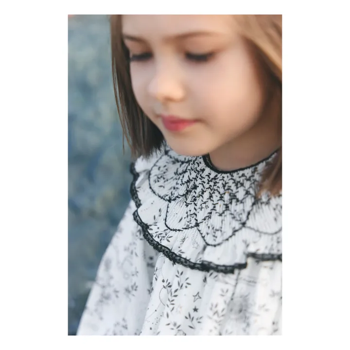 Vestido floral con cuello fruncido | Blanco- Imagen del producto n°5