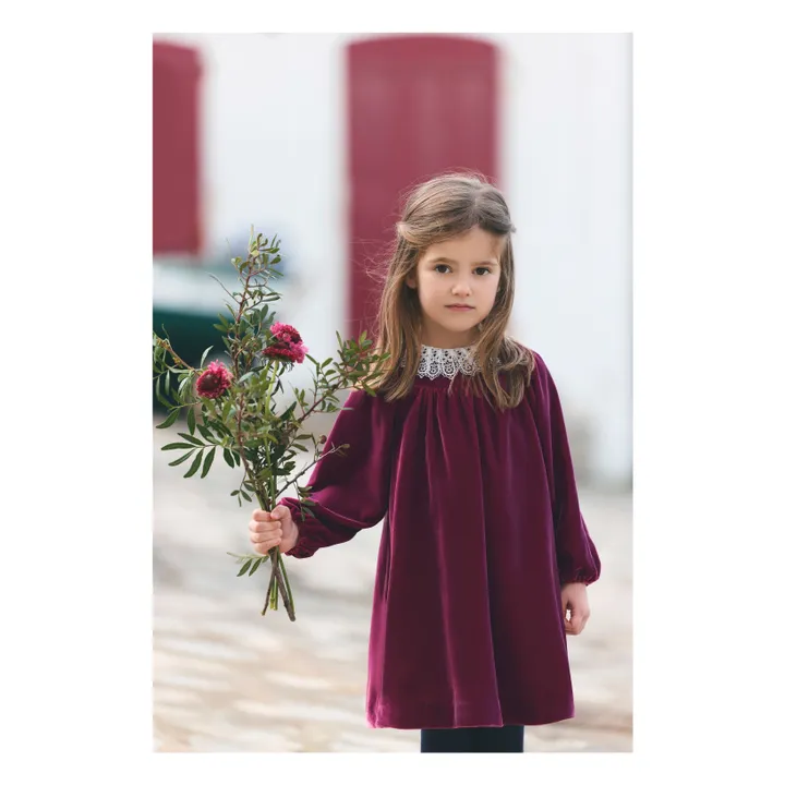 Vestido con cuello de encaje | Ciruela- Imagen del producto n°3