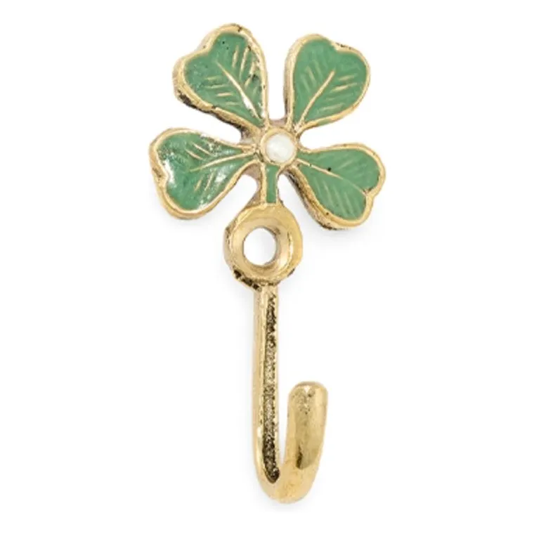 Doing Goods Gold Lucky Clover Brass Coat Hook