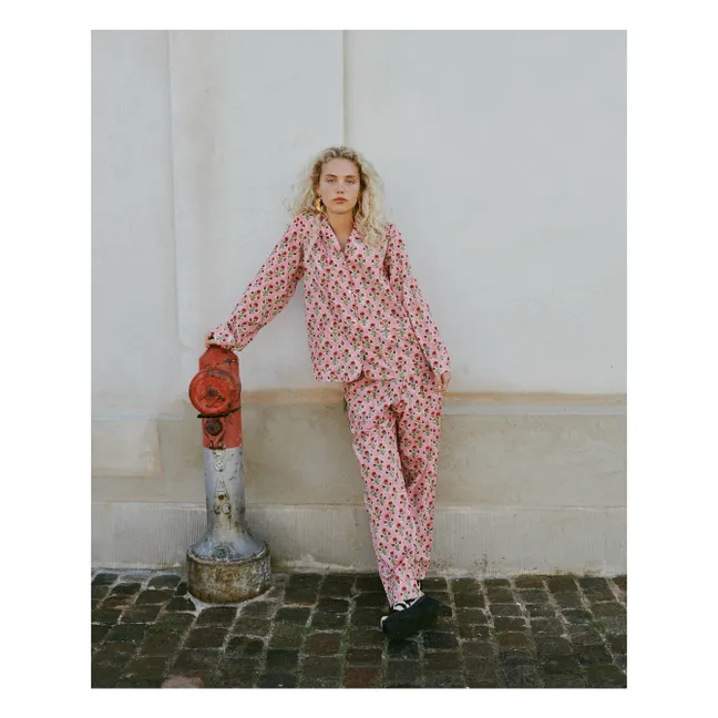 Pyjama Nuit Fleuri Coton Bio | Rose