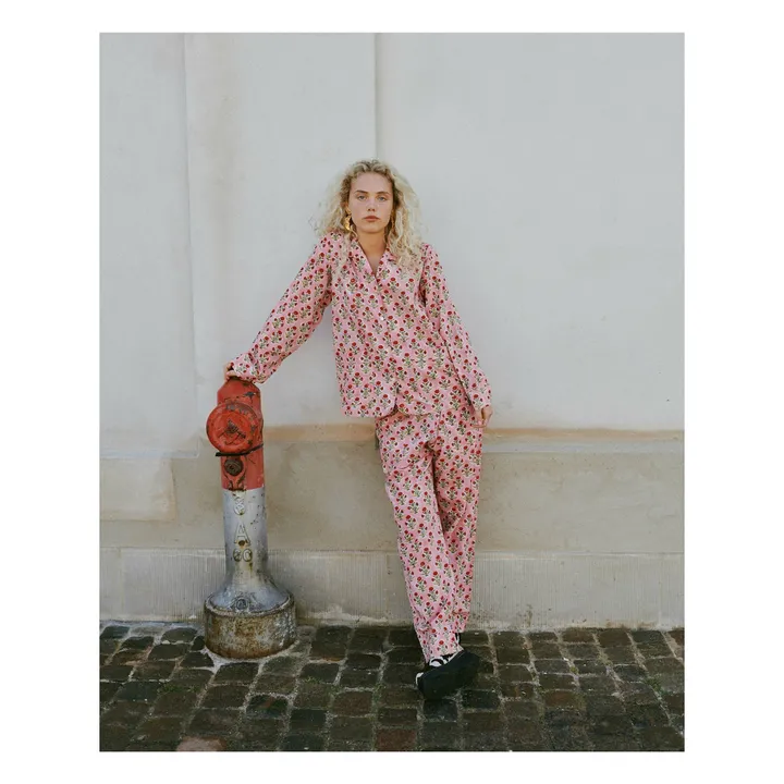 Pyjama Nuit Fleuri Coton Bio | Rose- Image produit n°1