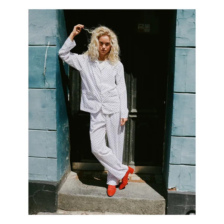 Pyjama Nuit Pois Coton Bio | Bleu marine- Image produit n°2