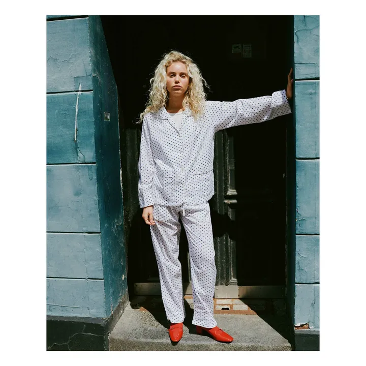 Pyjama Nuit Pois Coton Bio | Bleu marine- Image produit n°1