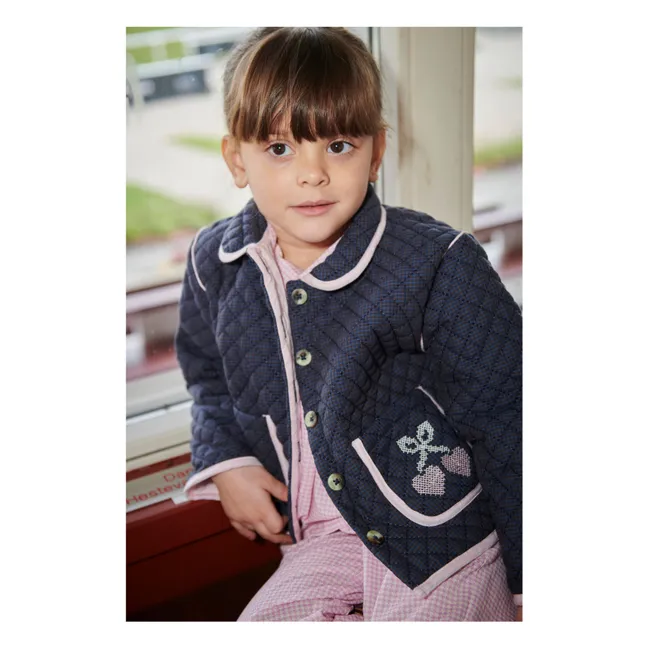 Organic Cotton Quilted Jacket | Navy blue