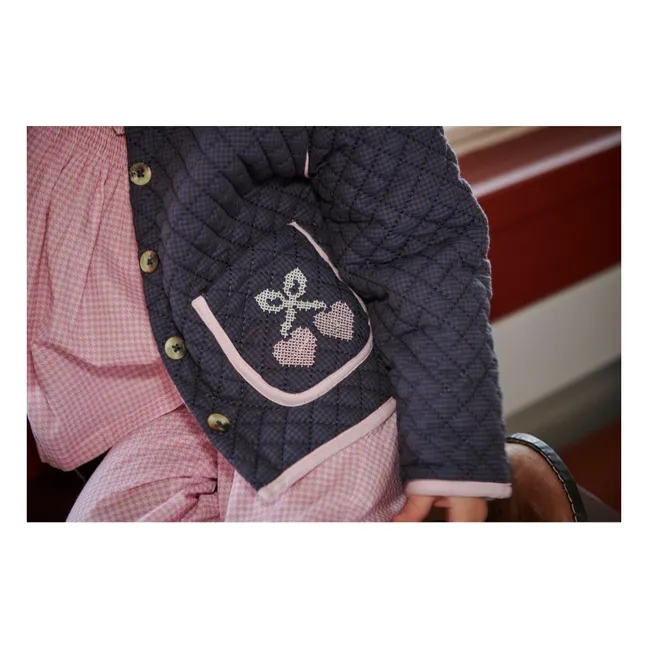 Organic Cotton Quilted Jacket | Navy blue