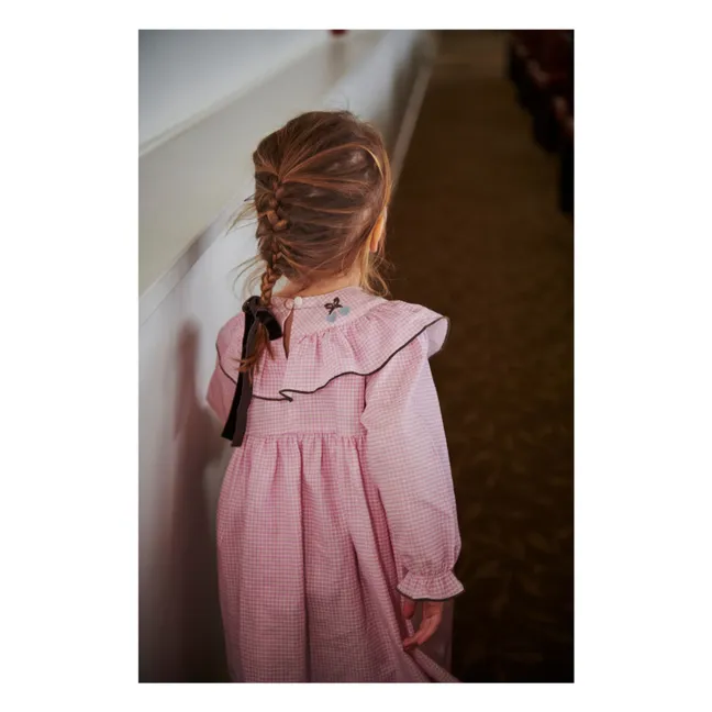 Robe Pied-de-poule Coton Bio | Rose