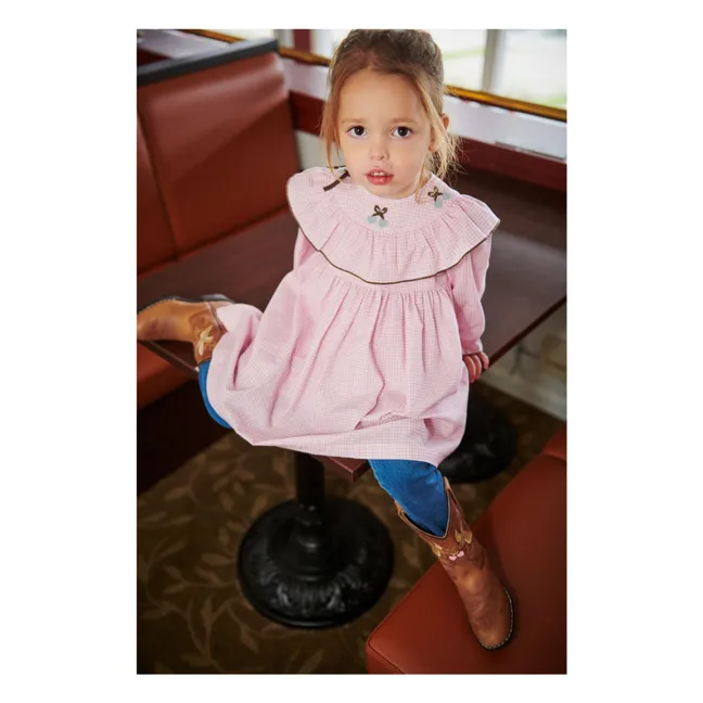 Robe Pied-de-poule Coton Bio | Rose