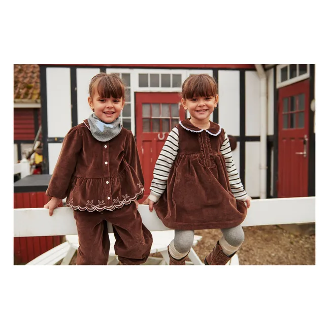 Pull Côtelé Rayures Laine Mérinos | Marron