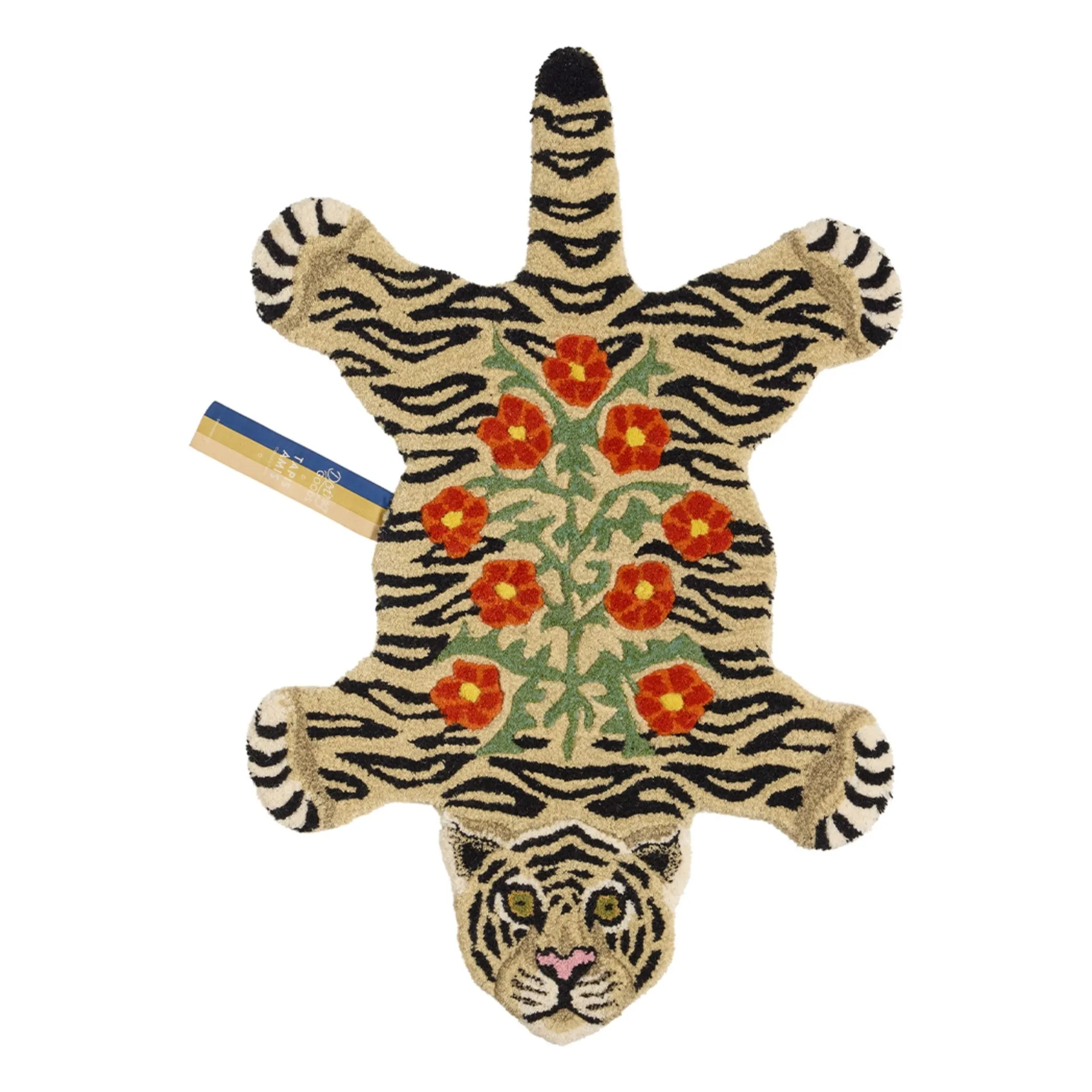 Tapis tigre à fleurs | Beige- Image produit n°0