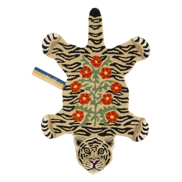 Tapis tigre à fleurs | Beige- Image produit n°0
