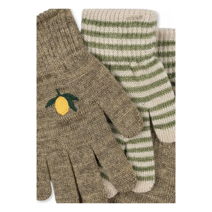 Lot de 2 Paires de Gants Filla Citron Laine | Vert- Image produit n°2
