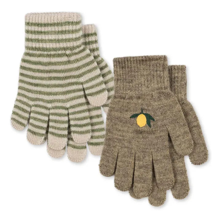 Lot de 2 Paires de Gants Filla Citron Laine | Vert- Image produit n°0