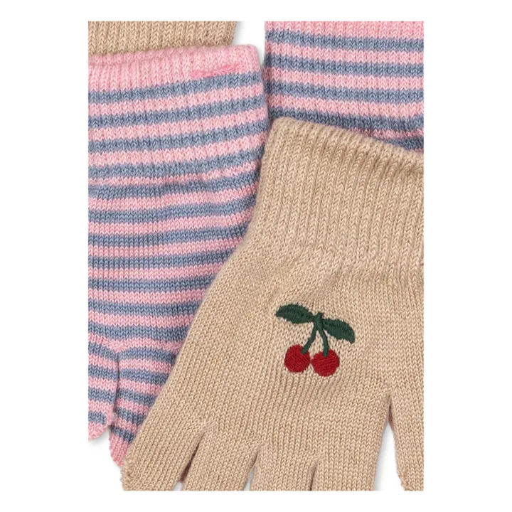 Lot de 2 Paires de Gants Filla Cerises Laine | Rose- Image produit n°2