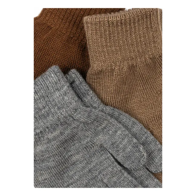 Lot de 3 Paires de Gants Filla Laine | Marron