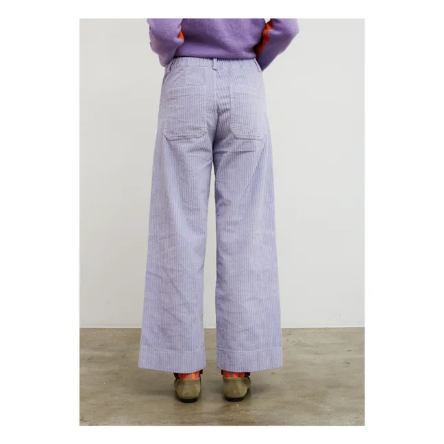 Pantalon Rose Velours Côtelé | 	Lilas
