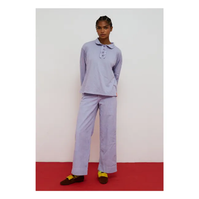 Pantalon Rose Velours Côtelé | 	Lilas