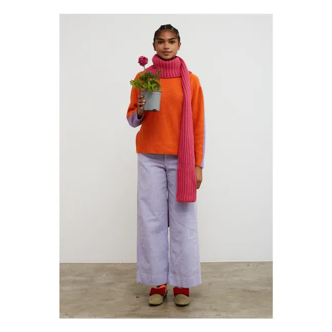 Pantalon Rose Velours Côtelé | 	Lilas