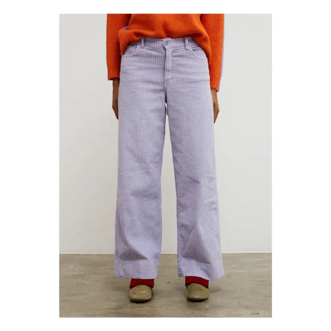 Pantalon Rose Velours Côtelé | 	Lilas