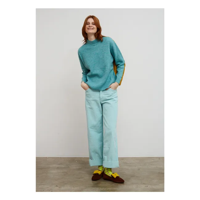 Zweifarbiger Twist-Pullover | Blau